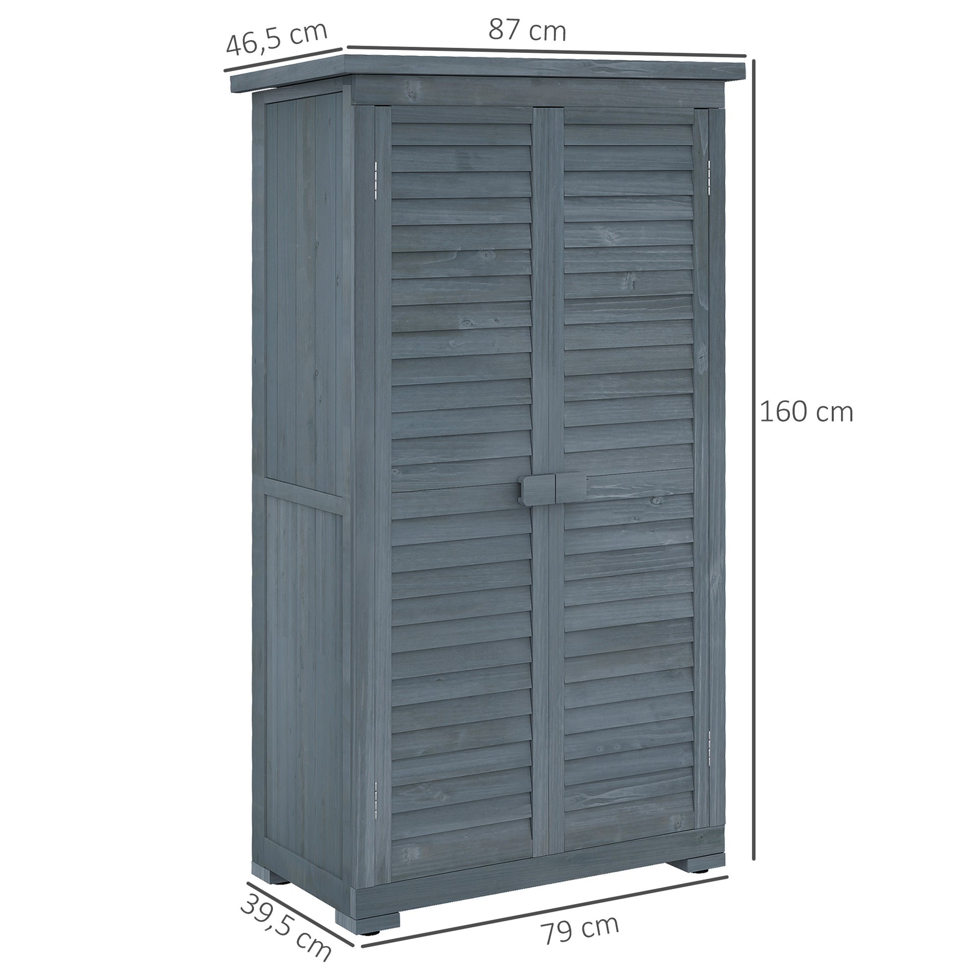 Outsunny Cobertizo De Madera 0,31 M² Con 2 Puertas Y 2 Estantes Gris_2