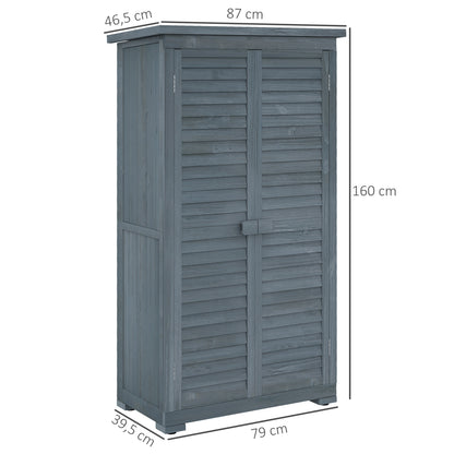 Outsunny Cobertizo De Madera 0,31 M² Con 2 Puertas Y 2 Estantes Gris_2