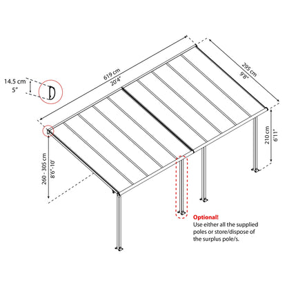 Pérgola adosada Olympia 619x294 blanco