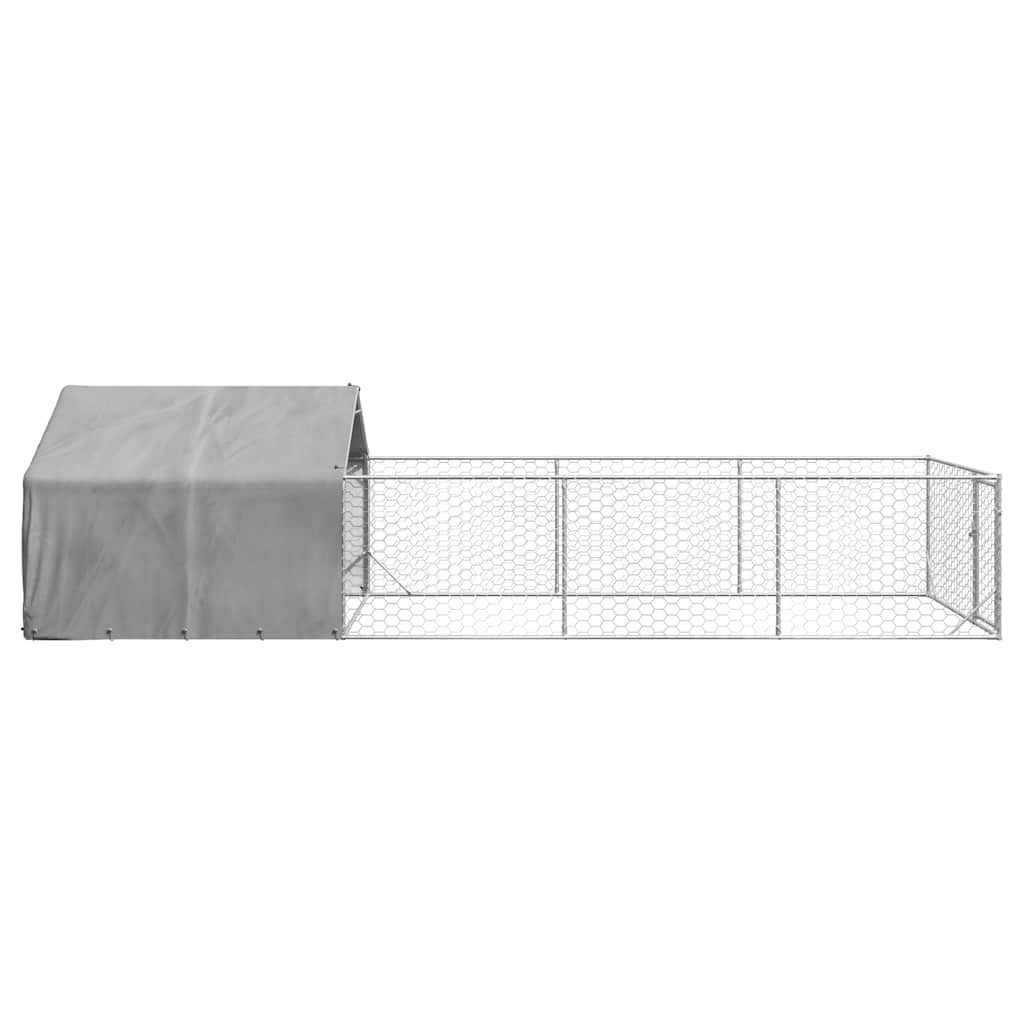 Caseta Perros Exterior Con Corral 7x2x1,5 M Acero Galvanizado_3