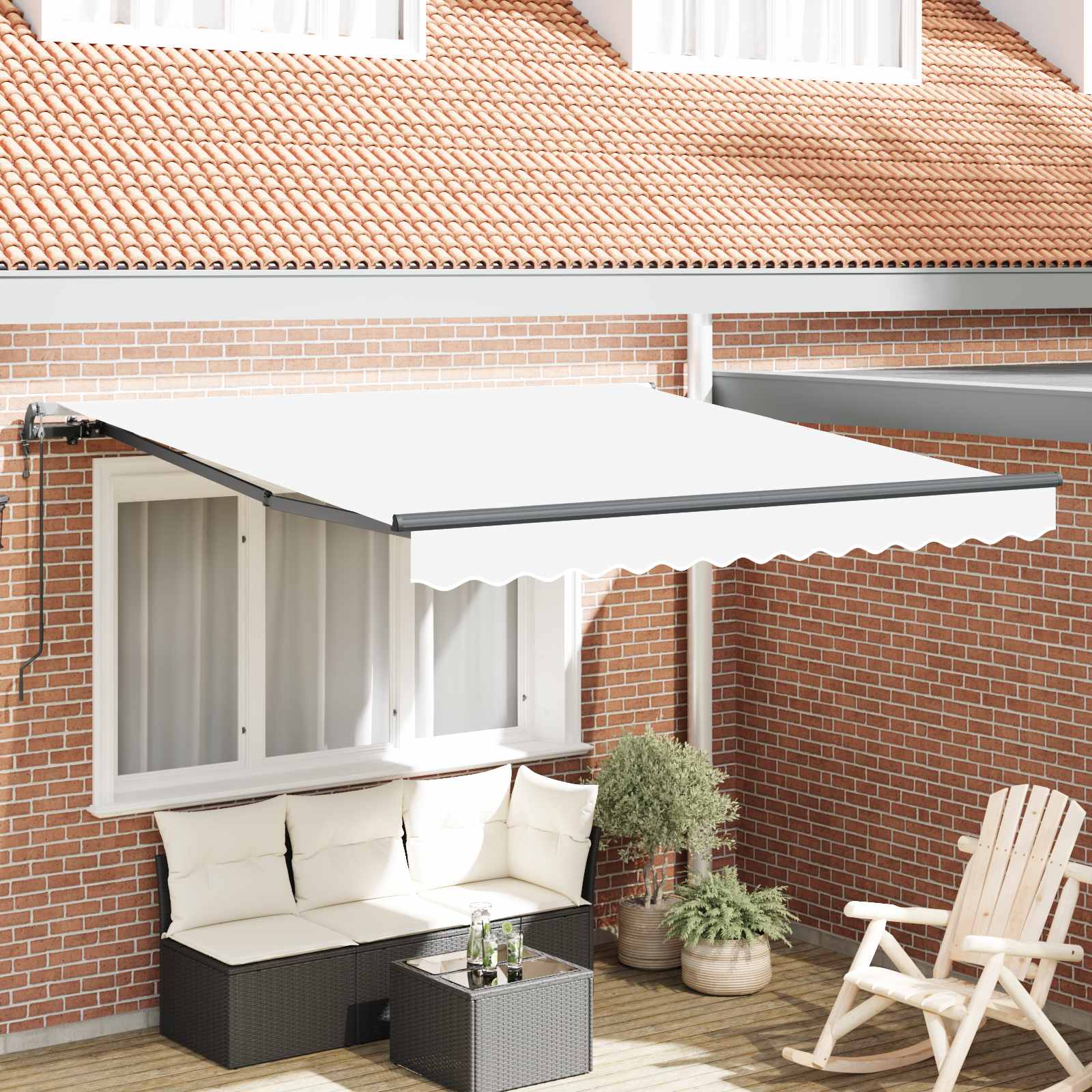 Toldo Retráctil Blanco 300 X 250 Cm Tela Y Aluminio_1