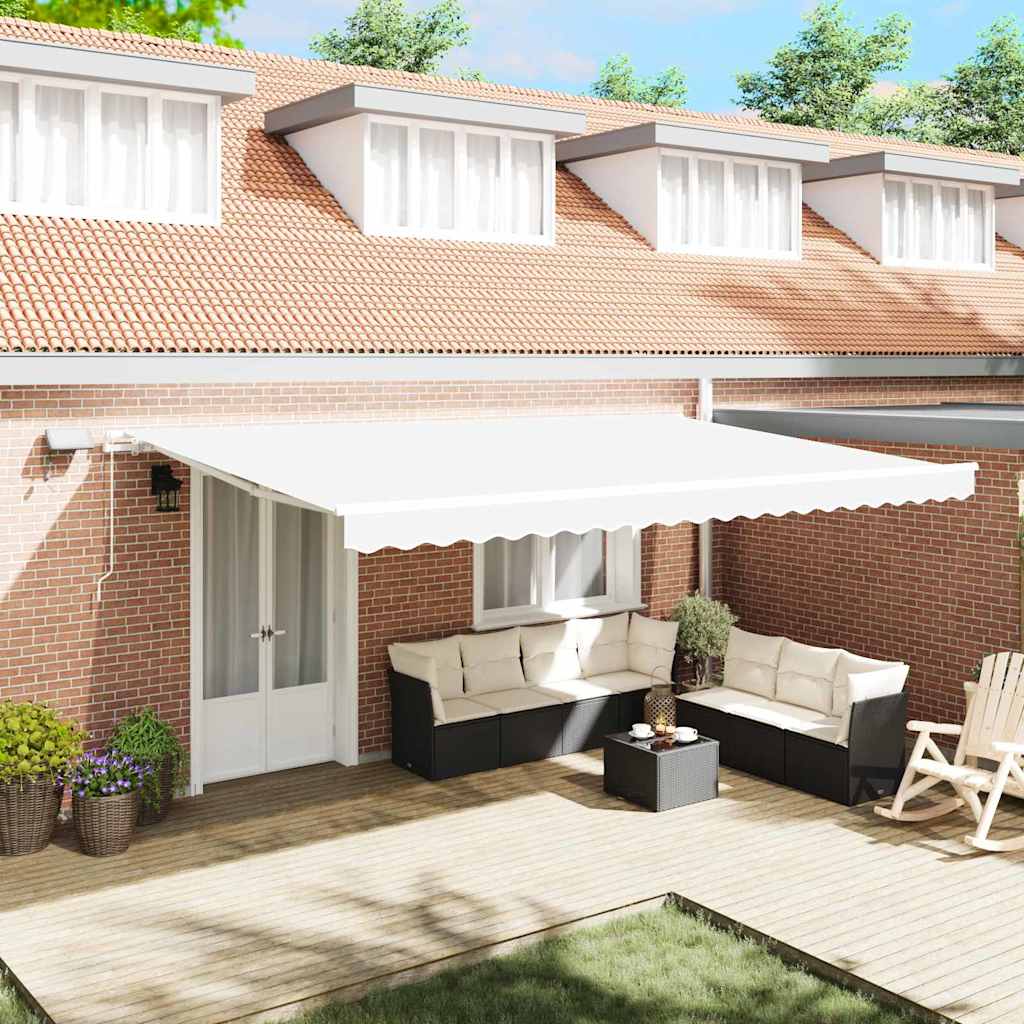 Toldo Retráctil Blanco 500 X 350 Cm Tela Y Aluminio_1