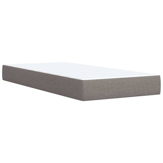 Cama Box Spring Con Colchón Tela Gris Taupe 90x200 Cm / Vetonek_0