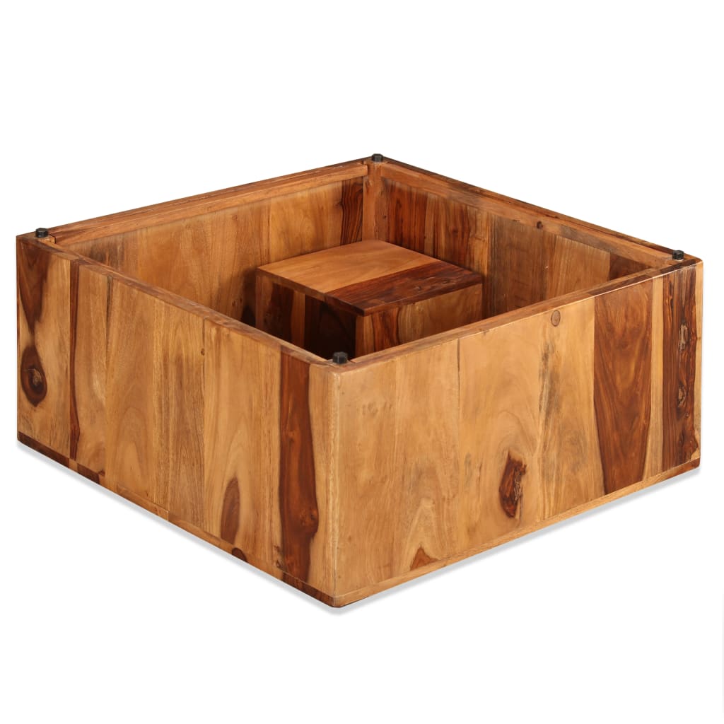 Mesa De Centro De Madera Maciza De Sheesham 70x70x30 Cm_3