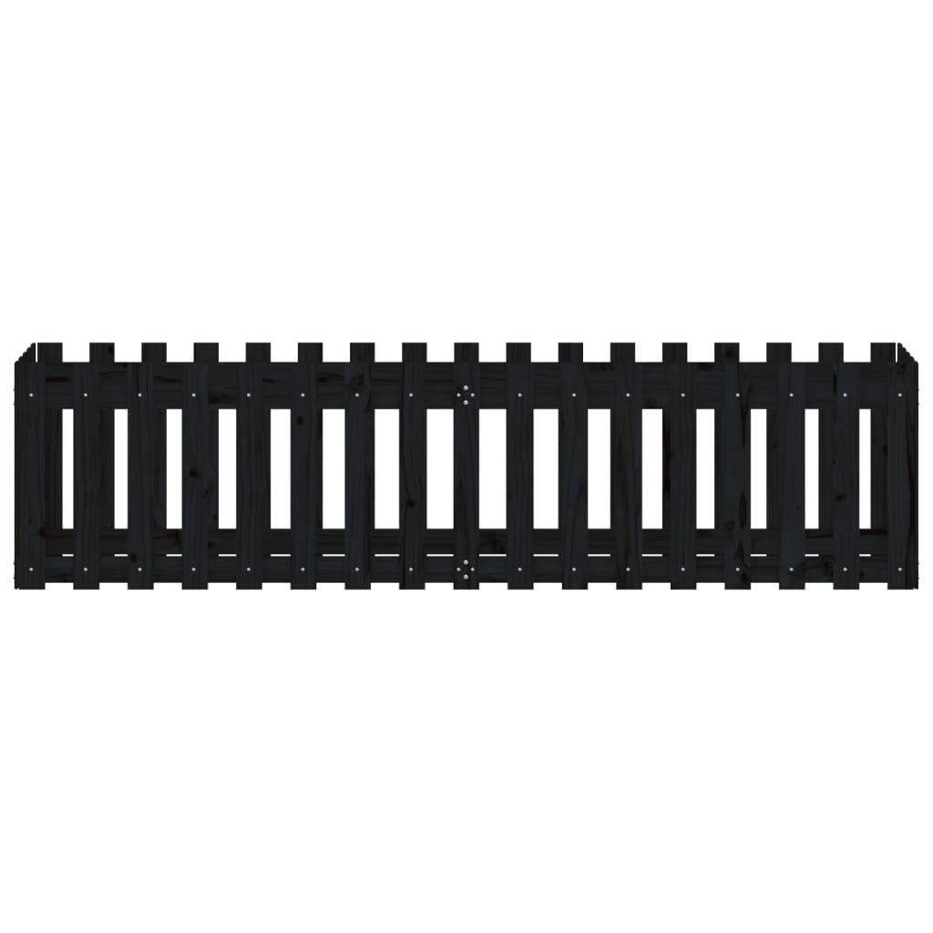 Arriate Elevado Jardín Con Valla Madera Pino Negro 200x50x50cm_4