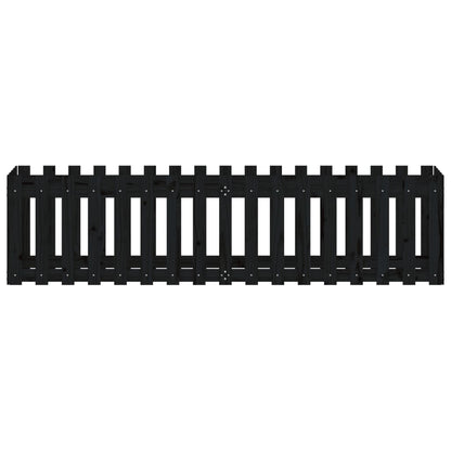 Arriate Elevado Jardín Con Valla Madera Pino Negro 200x50x50cm_4