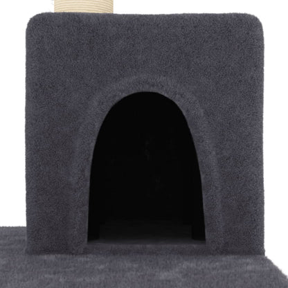 Rascador Para Gatos Con Postes De Sisal Gris Oscuro 123 Cm_5
