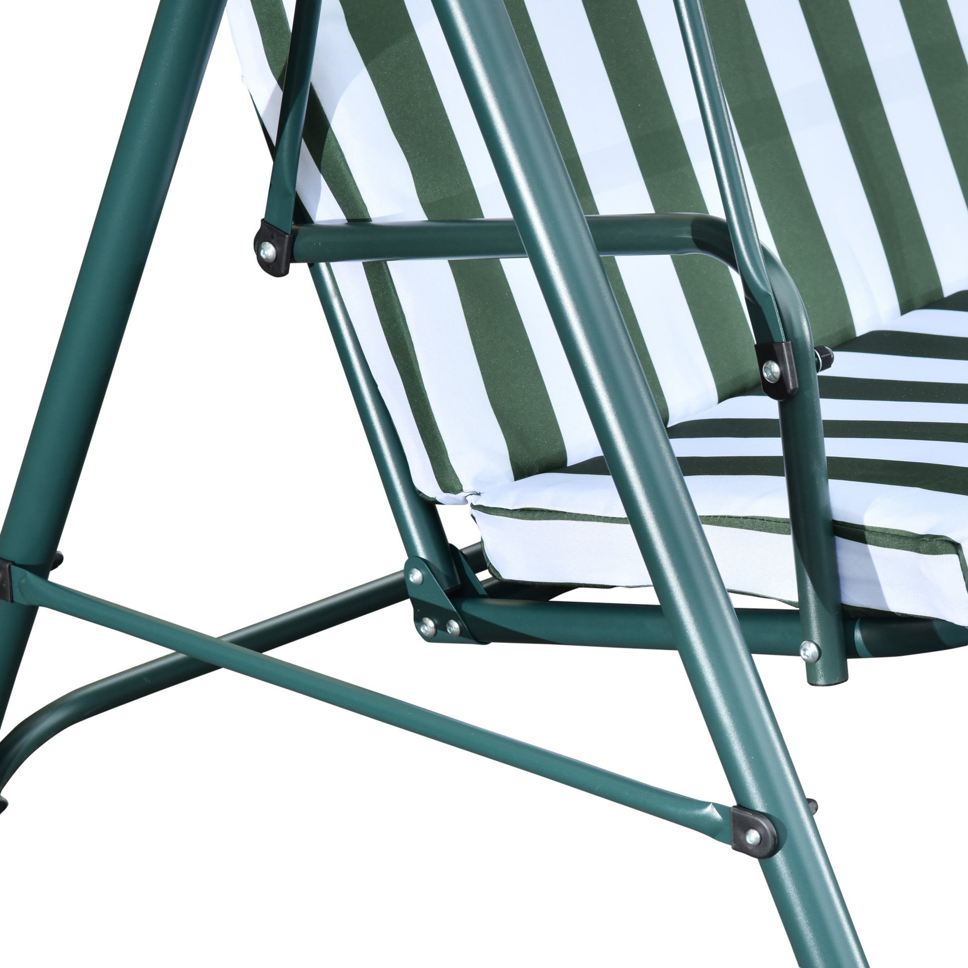 Outsunny Columpio Balancín De Jardín De 3 Plazas Con Techo Ajustable Raya Verde_4