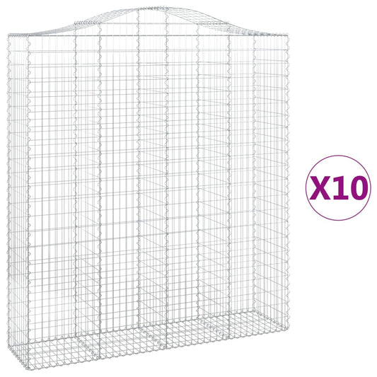 Cestas De Gaviones 10 Uds Forma De Arco Hierro 200x50x220/240cm_0