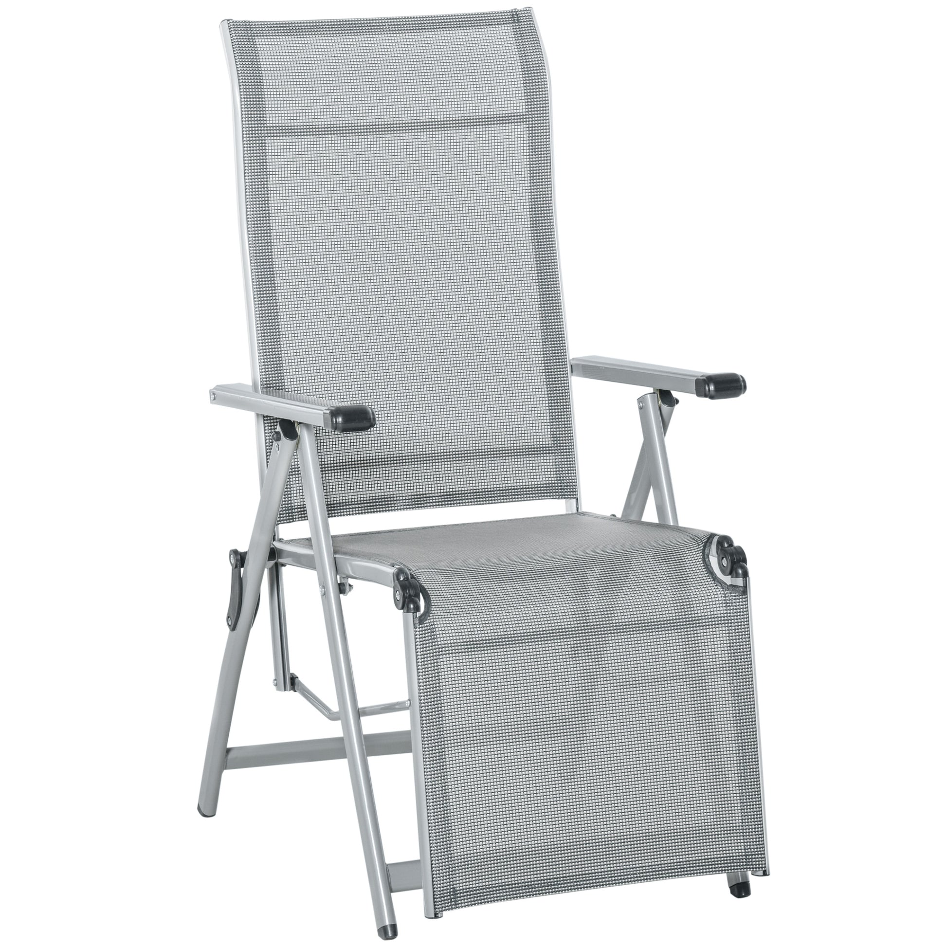 Outsunny Tumbona Plegable De Jardín Sillón Ajustable En 10 Posiciones Con_0