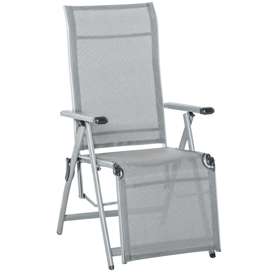 Outsunny Tumbona Plegable De Jardín Sillón Ajustable En 10 Posiciones Con_0