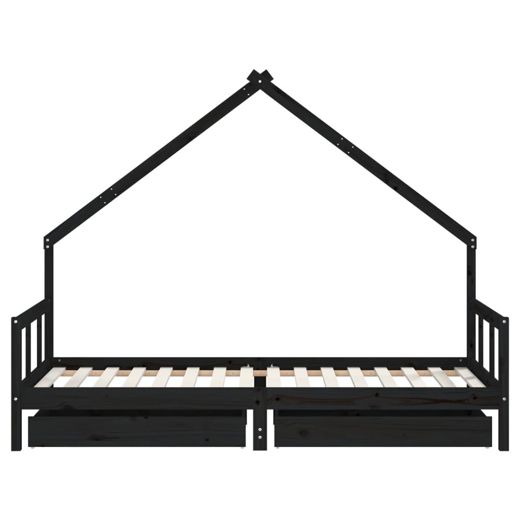 Vidaxl Estructura De Cama Niños Con Cajones Madera Pino Negro 90x200cm_4