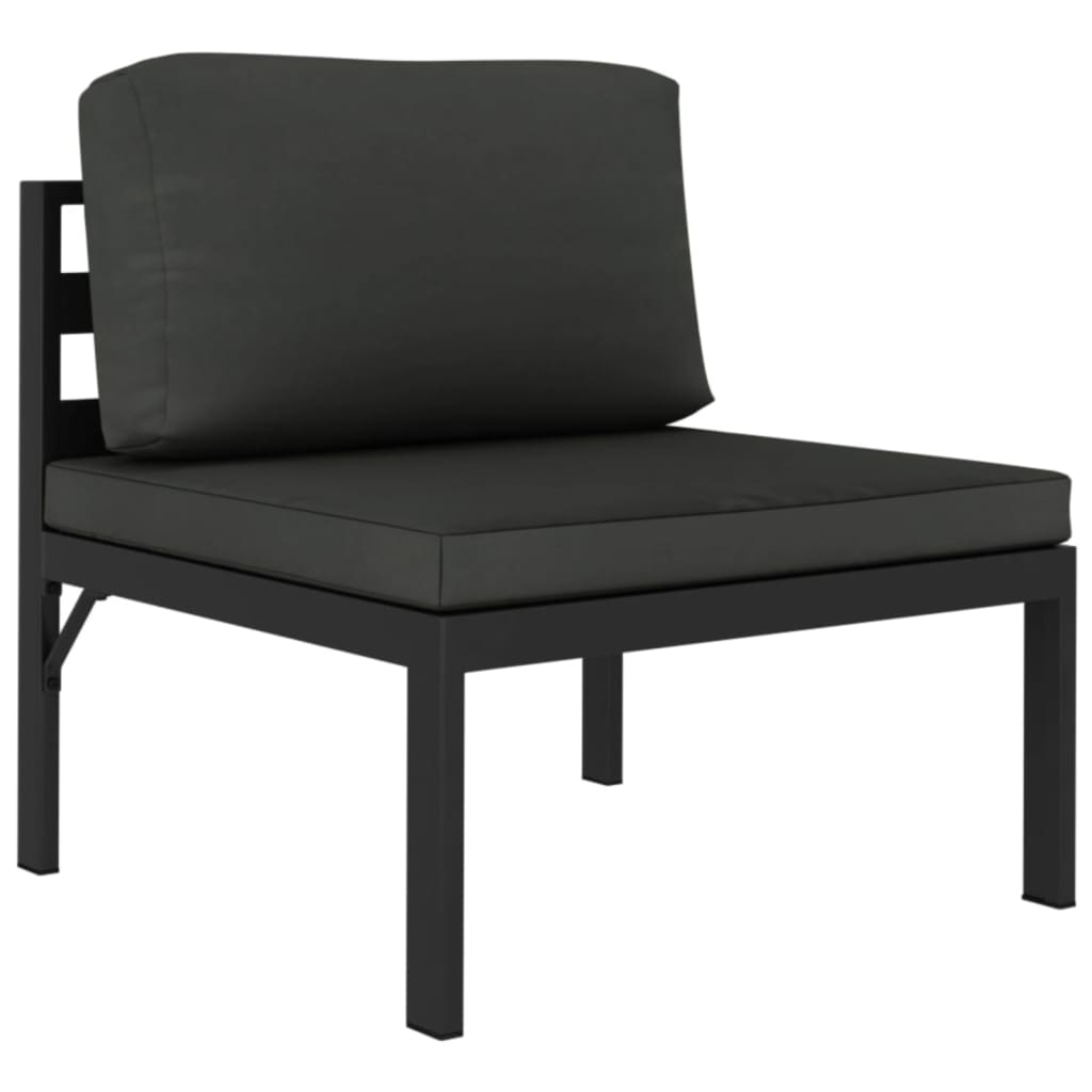 Conjunto De Sofás De Aluminio Negro Con Cojines Acolchados Y Mesa De Centro / Vetonek_3