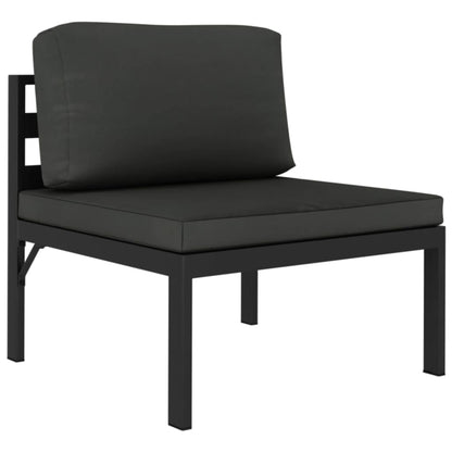 Conjunto De Sofás De Aluminio Negro Con Cojines Acolchados Y Mesa De Centro / Vetonek_3