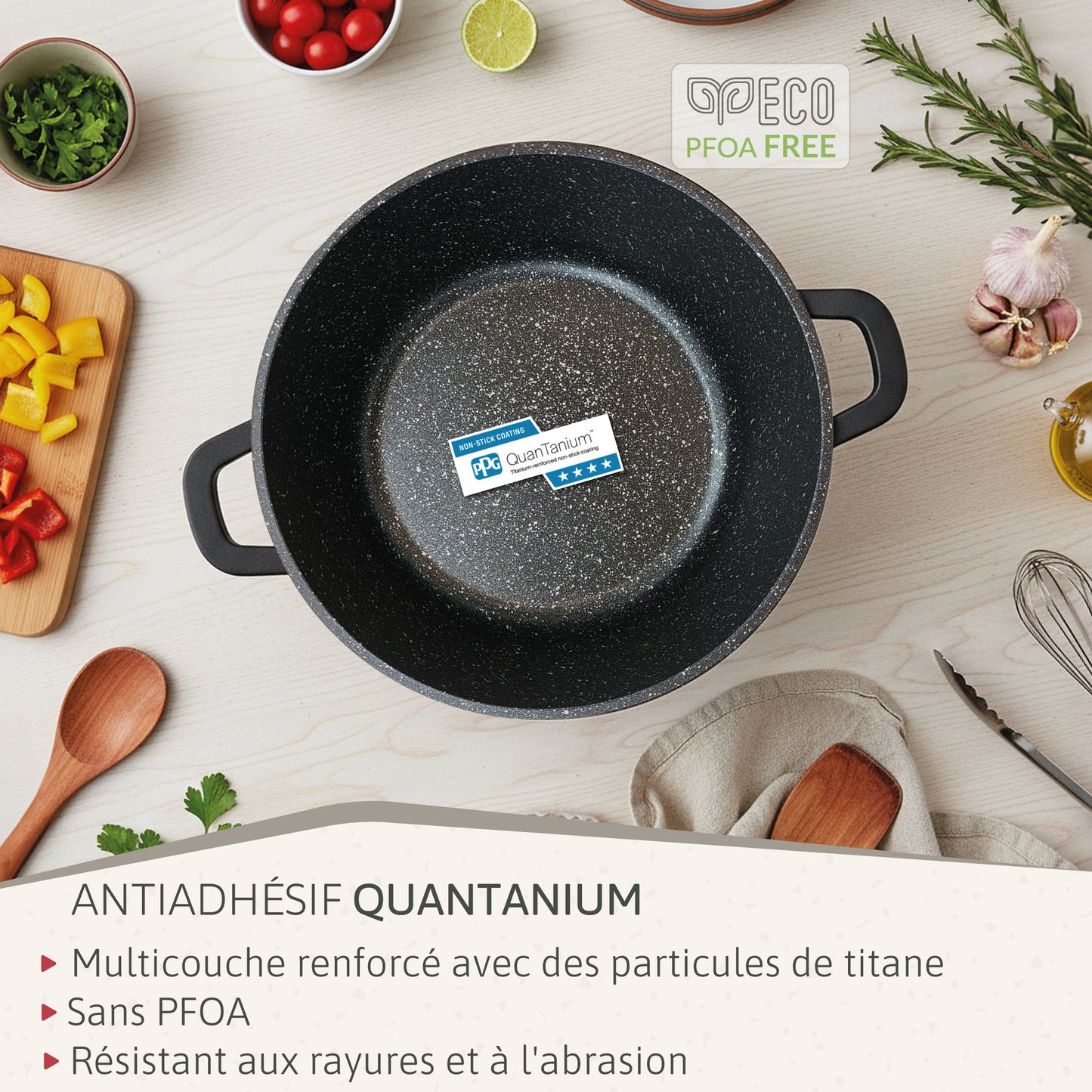 Briebe Cacerola Cocina Inducción Antiadherente Titanio, Cazuela 24cm, Aluminio Fundido Sin Pfoa, Tapa, Black Titanium_4