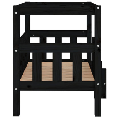 Vidaxl Cama Para Perros Madera Maciza De Pino Negro 75,5x63,5x70 Cm_5