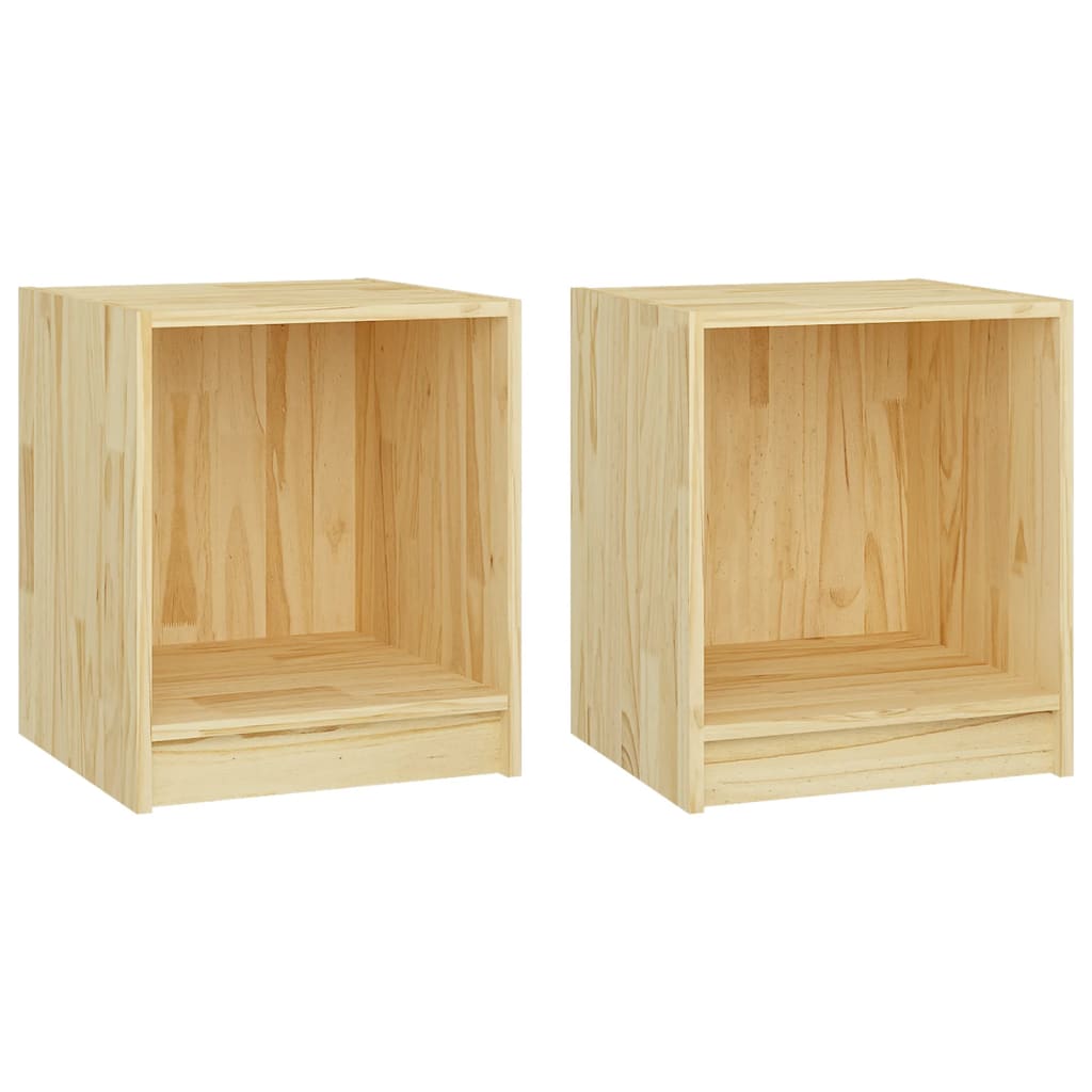 Mesitas De Noche 2 Uds Madera Maciza De Pino 35,5x33,5x41,5 Cm_0
