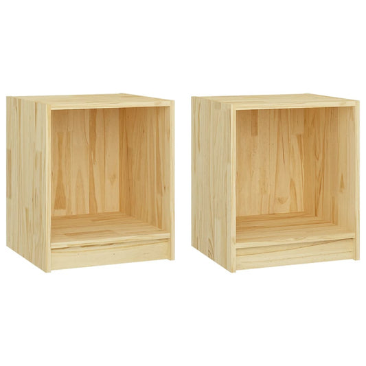Mesitas De Noche 2 Uds Madera Maciza De Pino 35,5x33,5x41,5 Cm_0