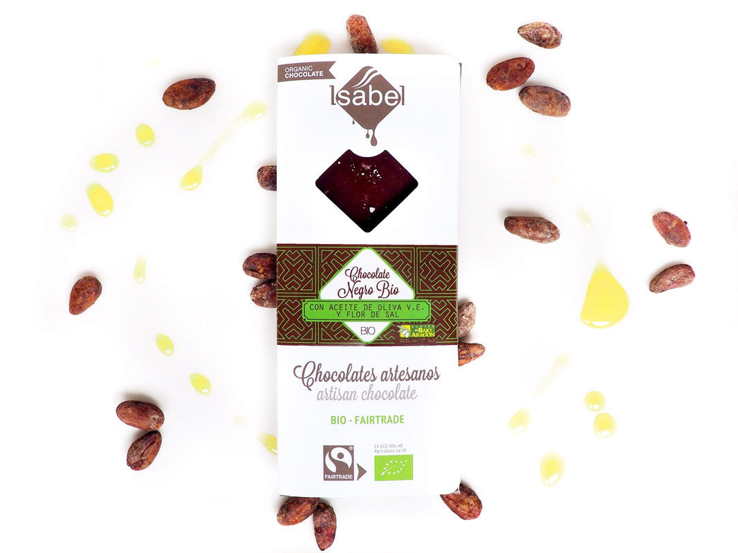 TABLETA BIO CHOCOLATE NEGRO CON ACEITE DE OLIVA V.E. Y FLOR DE SAL_0
