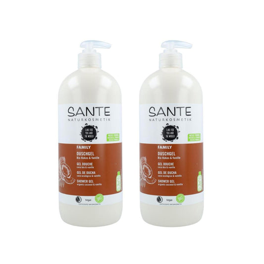 Pack 2x Gel de ducha Bio de coco y vainilla, Sante 950 ml