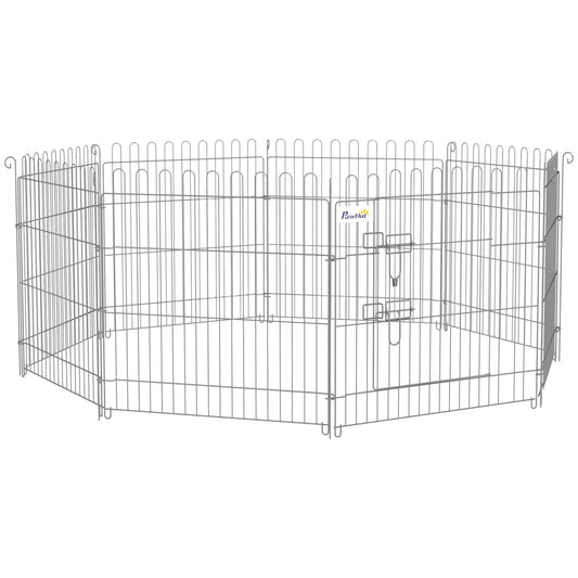 Pawhut Parque Para Perros De 8 Piezas 63x60 Cm Con 1 Puerta Plata_0