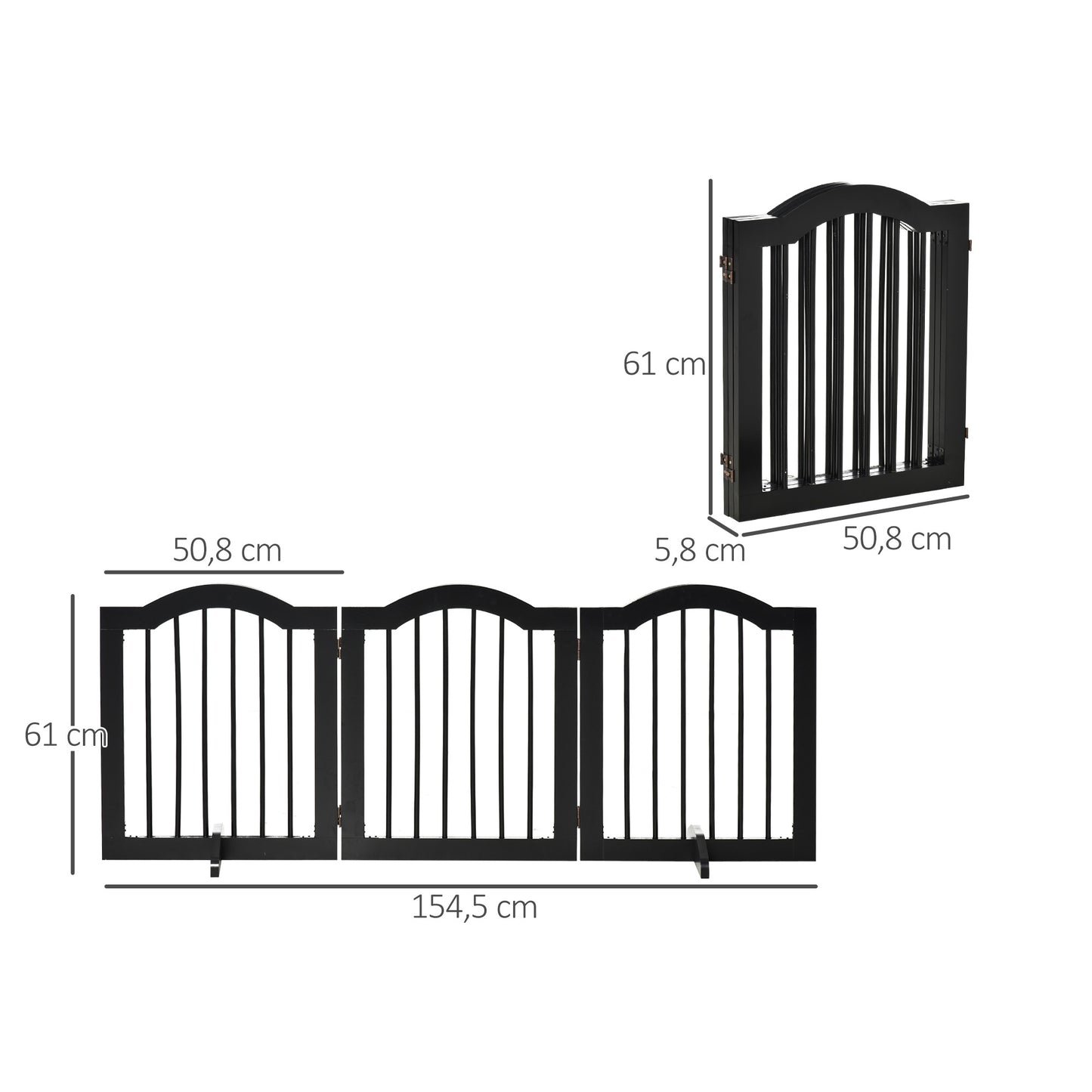 Pawhut Barrera De Seguridad Plegable De Perros Pequeños 154,5x29,5x61 Cm Negro_2