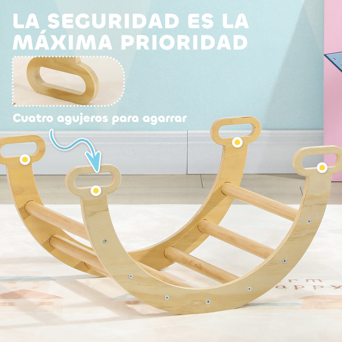 Escalador Para Niños Aiyaplay Tablero Multicapa De Pino Madera Natural 68x42x36 Cm_5