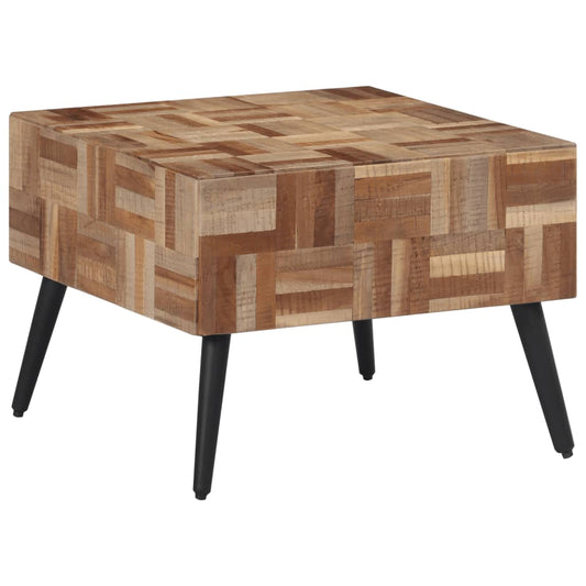 Mesa De Centro Teca Reciclada Maciza Gris 55x55x40 Cm_0