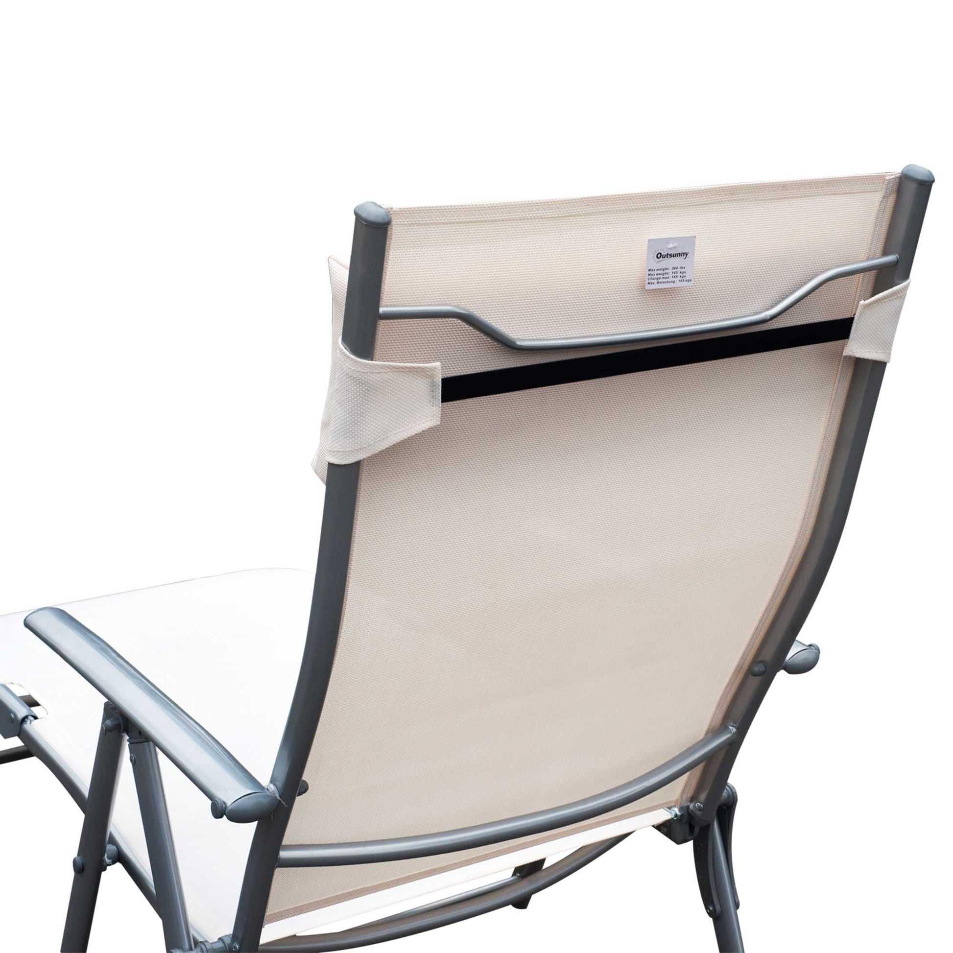 Outsunny Tumbona Plegable Con Respaldo Ajustable 137x63,5x100,5 Cm Beige_4