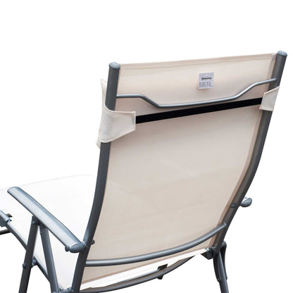 Outsunny Tumbona Plegable Con Respaldo Ajustable 137x63,5x100,5 Cm Beige_4