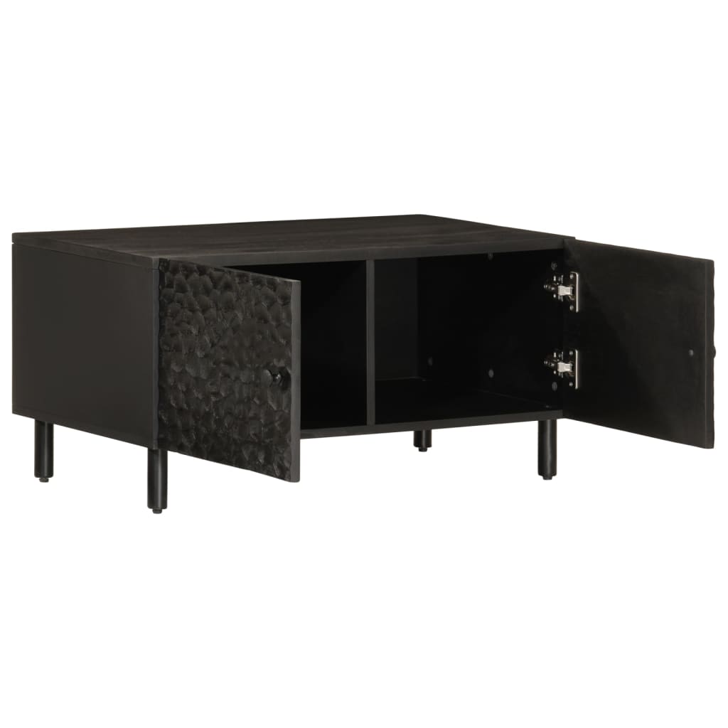 Mesa De Centro Madera Maciza De Mango Negra 80x50x40 Cm_0