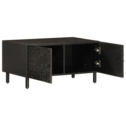 Mesa De Centro Madera Maciza De Mango Negra 80x50x40 Cm_0