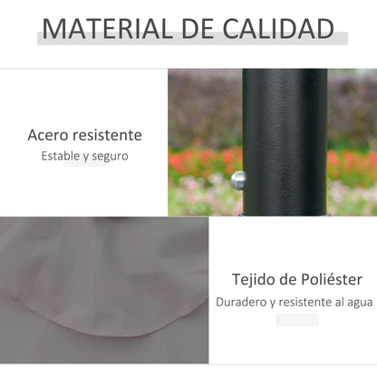 Outsunny Sombrilla Jardín Con 32 Luces Led Solares Inclinable Ø265x233 Cm Gris_5