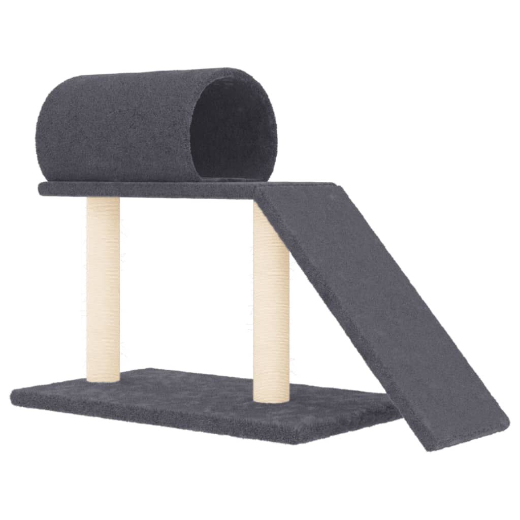 Vidaxl Rascador Para Gatos Con Túnel Y Escalera Gris Oscuro 55,5 Cm_0