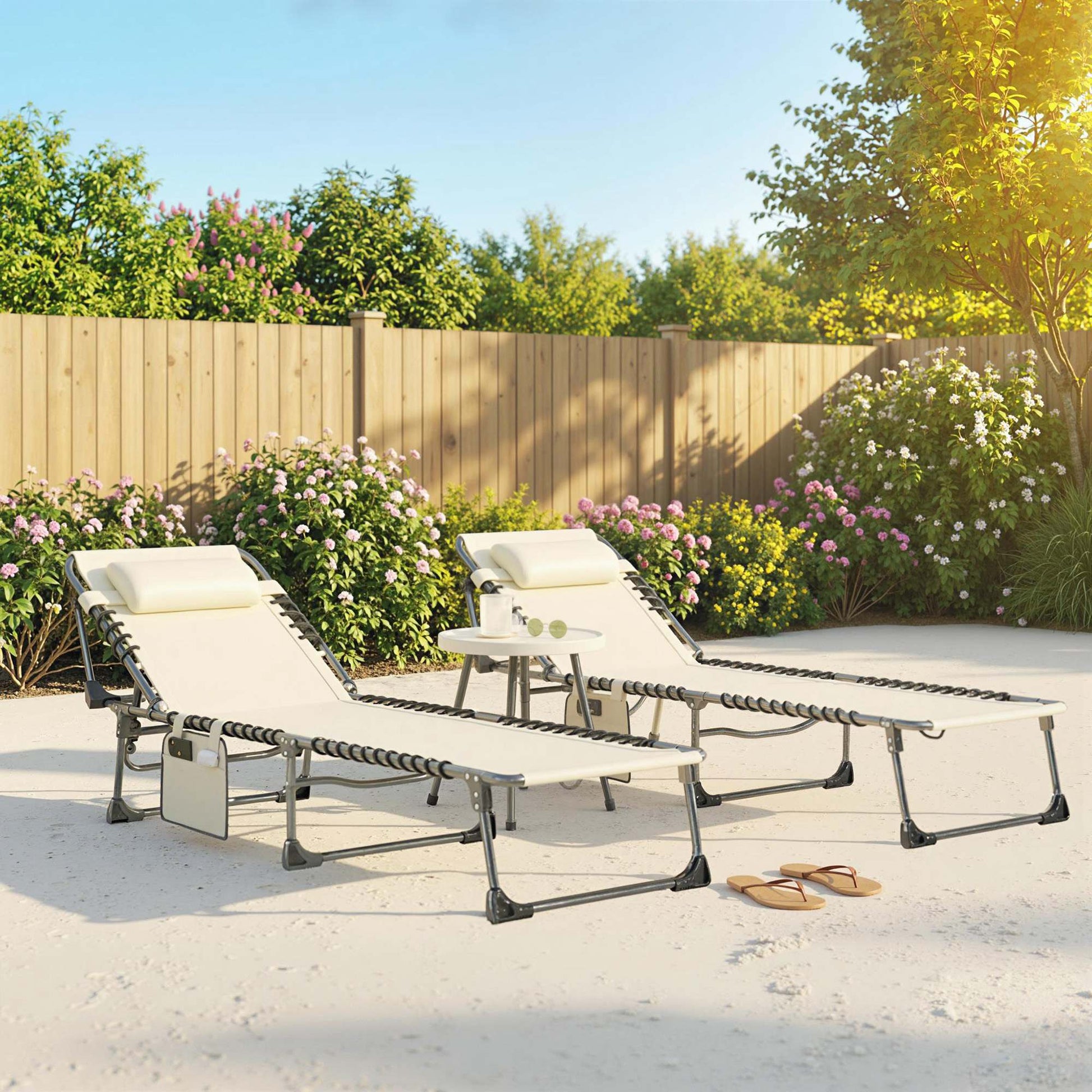 Outsunny Set De 2 Tumbonas Plegables Reclinables Con Reposacabezas Y Bolsillo_1