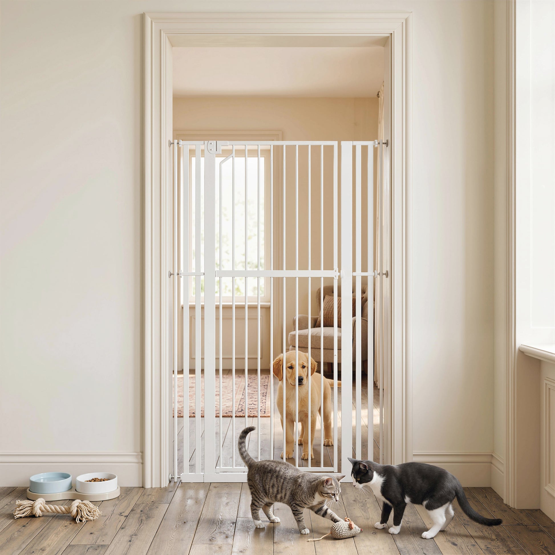 Pawhut Barrera De Seguridad Niños Perros Y Gatos Alta 160cm Extensible 76-105cm_4