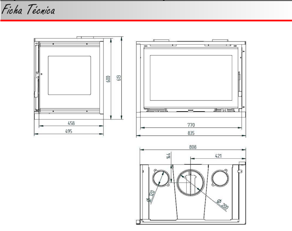 BRICOSOL Insertable de Leña de 80 cm a 2 Caras Rincón Derecha con Turbinas FM Modelo IT-182 DFK Cristal Serigrafiado y Interior fundición._3