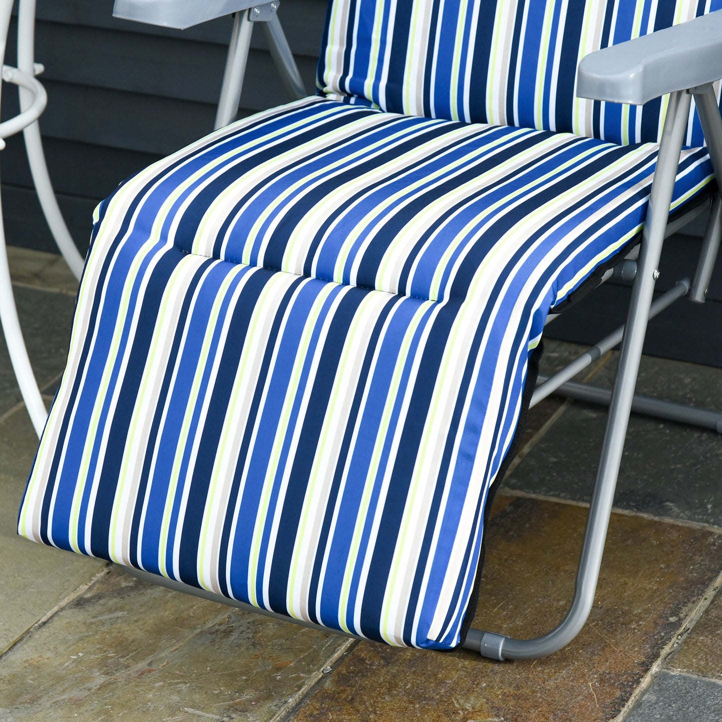 Outsunny 2 Tumbonas Plegables Con Respaldo Ajustable 60x75x65-102 Cm Rayas Azul_3