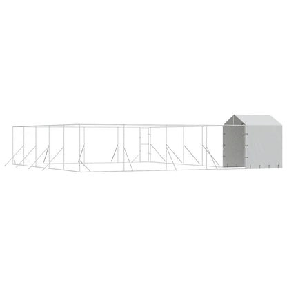 Perrera Exterior Con Techo Acero Galvanizado Plata 10x10x2,5 M_5