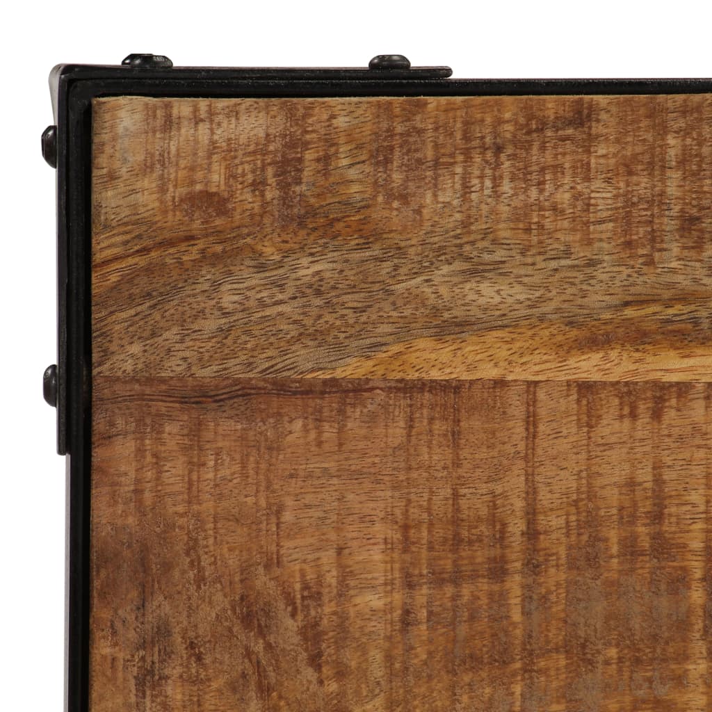 Mesa De Comedor Madera Maciza De Mango Rugosa Y Acero 120 Cm_3
