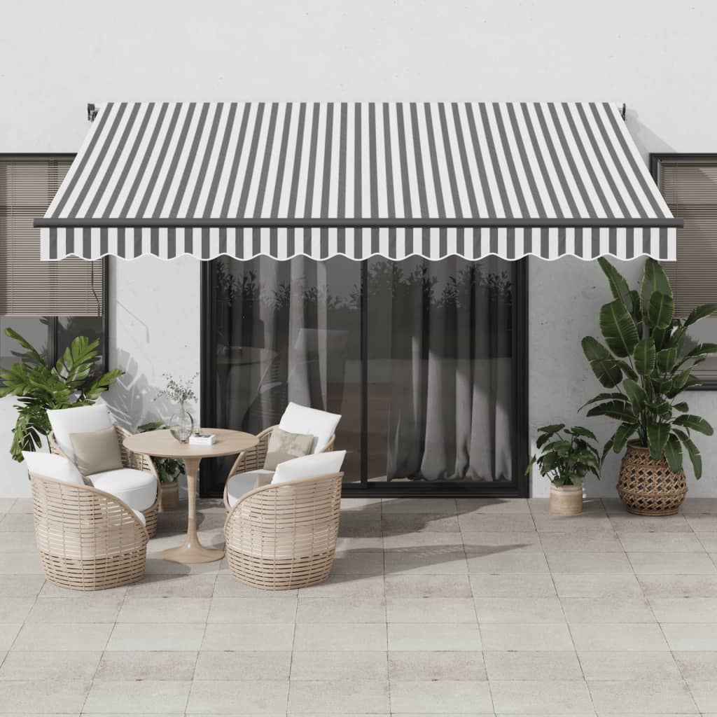 Toldo Retráctil Manual Con Luz Led Antracita Y Blanco 400x350cm_1