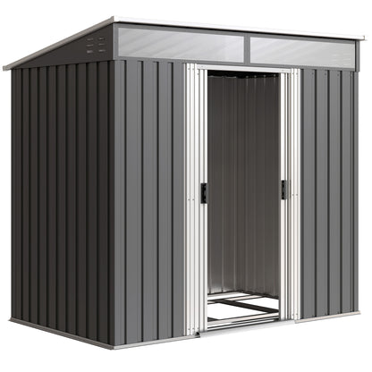 Outsunny Caseta De Jardín 2 M² 195x122x181,5 Cm Con Puerta Corredera Gris_0