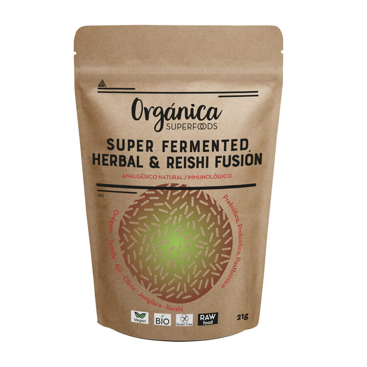 Herbal & Reishi Fusion Fermentados Bio -con Prebióticos, Probióticos, Postbióticos- 90g - Orgánica Superfoods_0