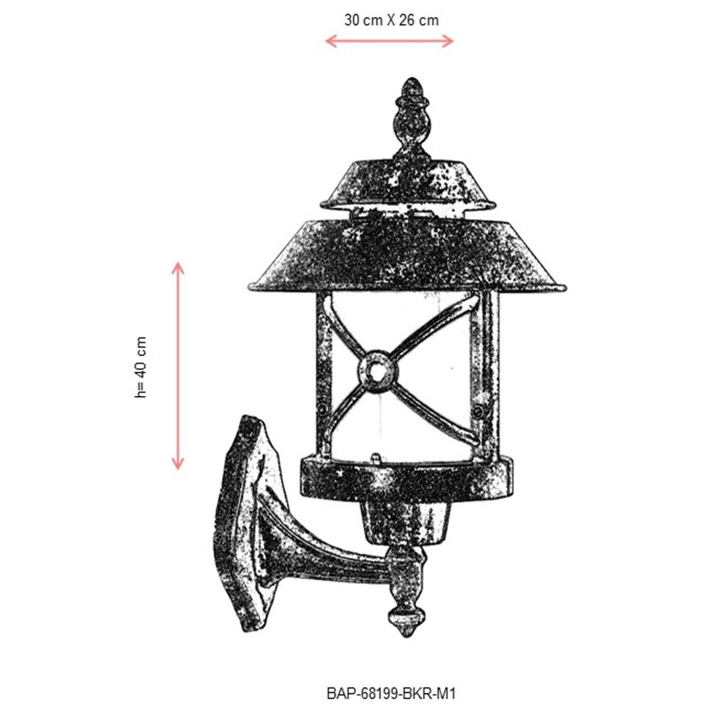 Aplique De Pared Para Exterior, Abs , Marrón, 30x26x40, Casquillo E 27 Max 60 W_2