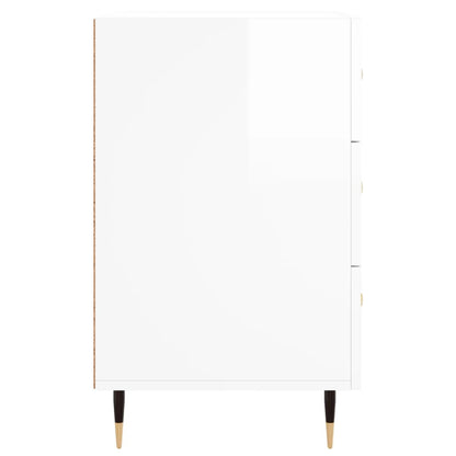 Mesita De Noche Madera De Ingeniería Blanco Brillo 40x40x66 Cm_4