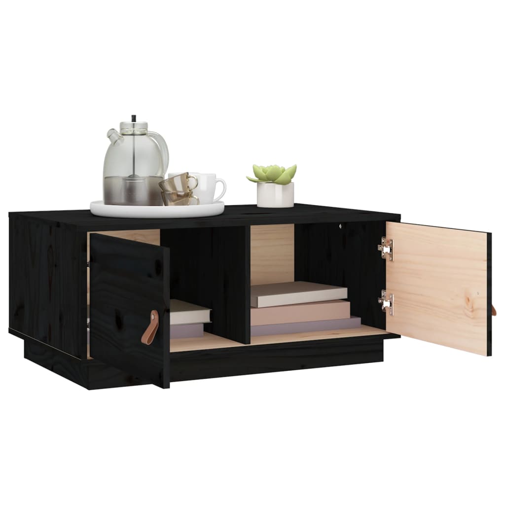 Mesa De Centro De Madera Maciza De Pino Negro 80x50x35 Cm_3