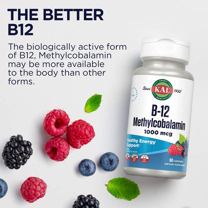 B-12 Methylcobalamin & Adenosilcobalamin, Kal, 60 comprimidos