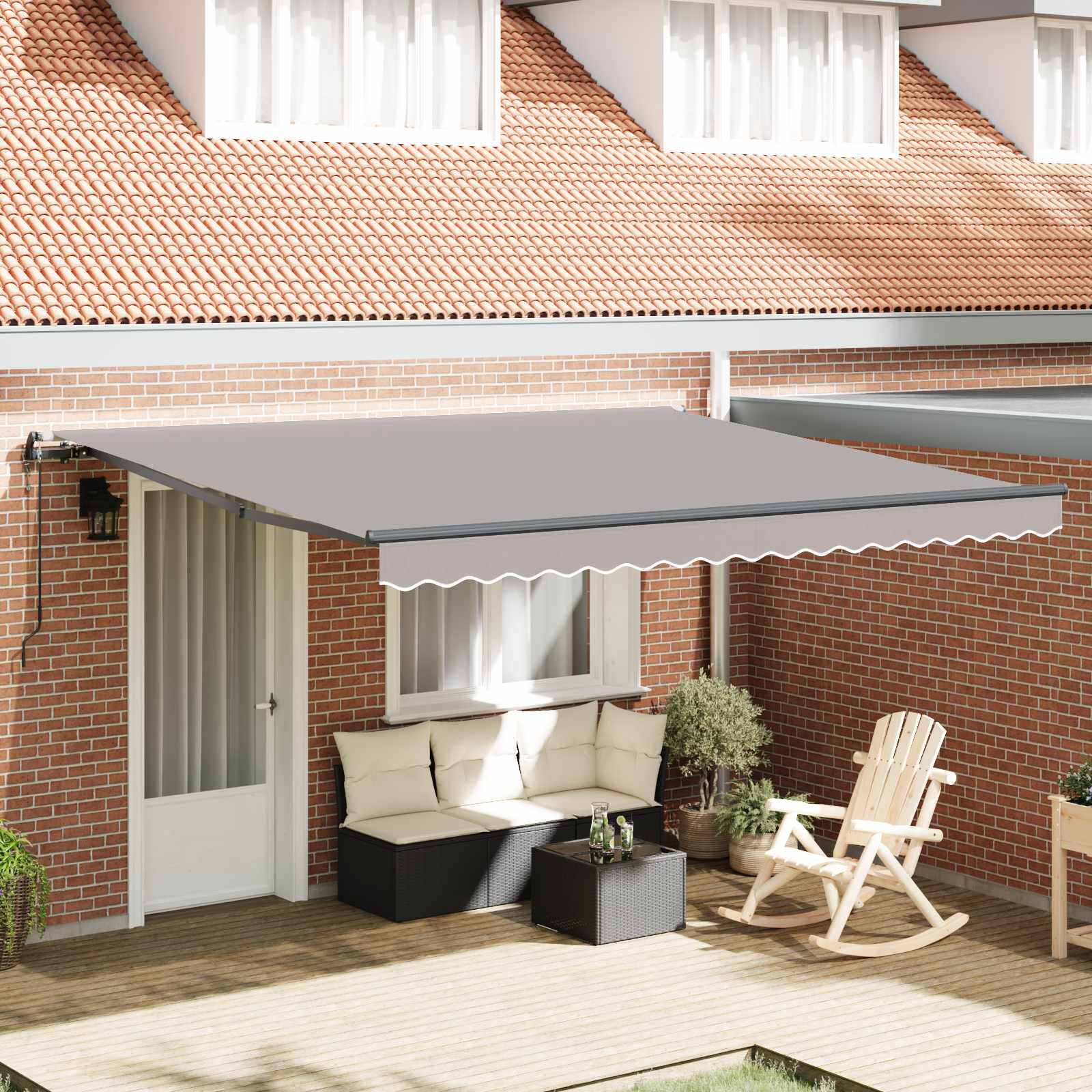 Toldo Retráctil Gris Claro 400 X 350 Cm Tela Y Aluminio_1