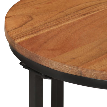 Mesa De Centro De Madera Maciza De Acacia Y Hierro 35x35x30 Cm_2