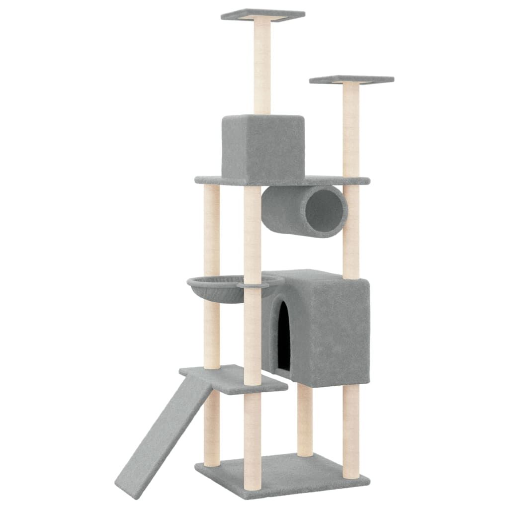 Vidaxl Rascador Para Gatos Con Postes De Sisal Gris Claro 168 Cm_4